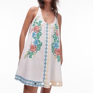 Topshop mini cross stitch embroidered dress